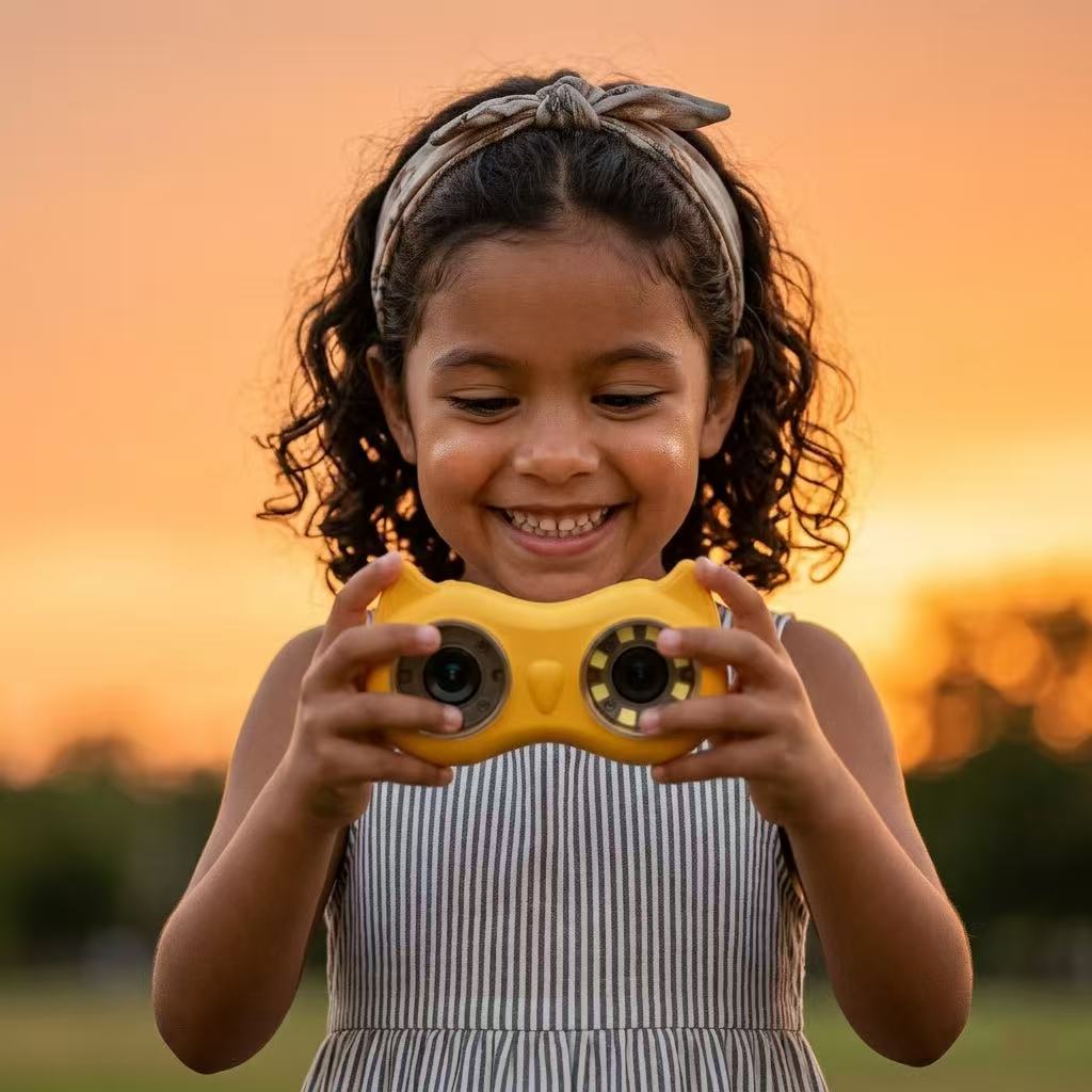 A boy enjoys using an ASPOVEN binocular